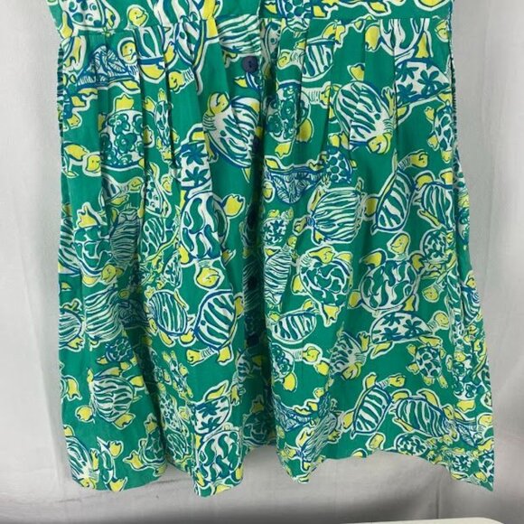 Lilly Pulitzer Vintage Green Turtle Print Dress Women's Size 8 - Picture 13 of 16